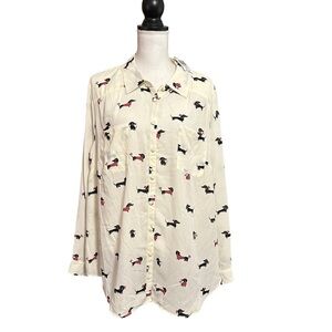 Torrid Blouse Madison Dachshund Dog All Over Print Size 3 (3X) Novelty NWT